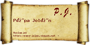 Pápa Jolán névjegykártya