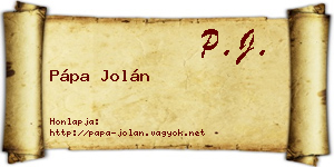Pápa Jolán névjegykártya